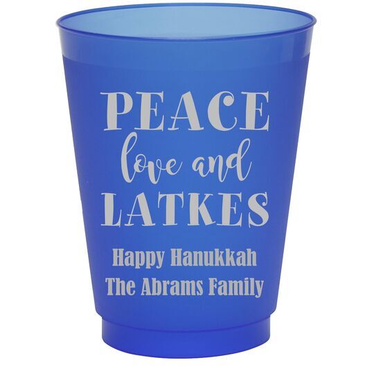 Peace Love And Latkes Colored Shatterproof Cups